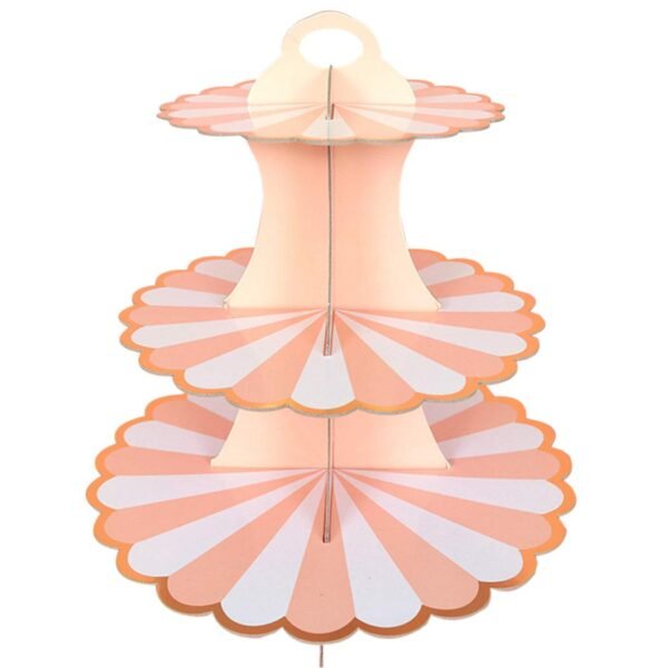 TPV® 1 Pack Cupcake Stand 3-Tier Lace Edge Dessert Stand, Gold Orange Cardboard Cupcake Stand, Birthday Party SUPPLIES TIER 3 Tier ( Random colour and shape )