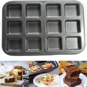 TPV® Nonstick 12 Cavity Square Muffin Cakes And Bar-Cookies Muffin