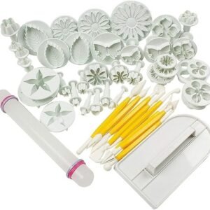 TPV® 46-Pcs Set Fondant Cookie Sugar Craft Decorating Plunger Flowers Modelling Set Diy Cutters Moulds Baking Tools