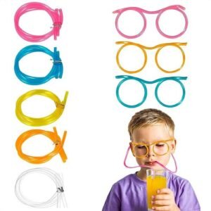 TPV® Multicolour Retro Drinking Straws with Eyewear Design | Fun and Party | Recommended for Kids Birthday Parties in random colour