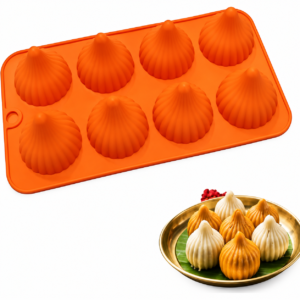 TPV® Silicone Modak Shape 8 Cavity Chocolate Mould, Silicone Molds For Chocolate, Chocolate Silicone Moulds, Silicon Chocolate Moulds For Ganesh Chaturti Festivals (Pack Of 1)