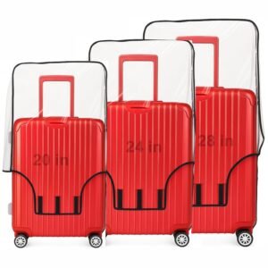 TPV® Combo of 3pc Trolley Bag Cover/Suitcase Bag Cover/Waterproof Luggage Cover/Zippered Clear PVC Suitcase Covers Protectors (28 inch, 24 inch, 20inch)