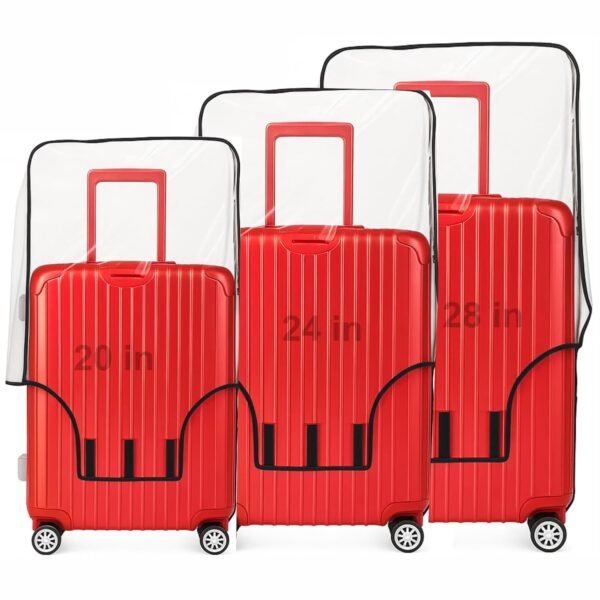 TPV®  Combo of 3pc Trolley Bag Cover/Suitcase Bag Cover/Waterproof Luggage Cover/Zippered Clear PVC Suitcase Covers Protectors (28 inch, 24 inch, 20inch)