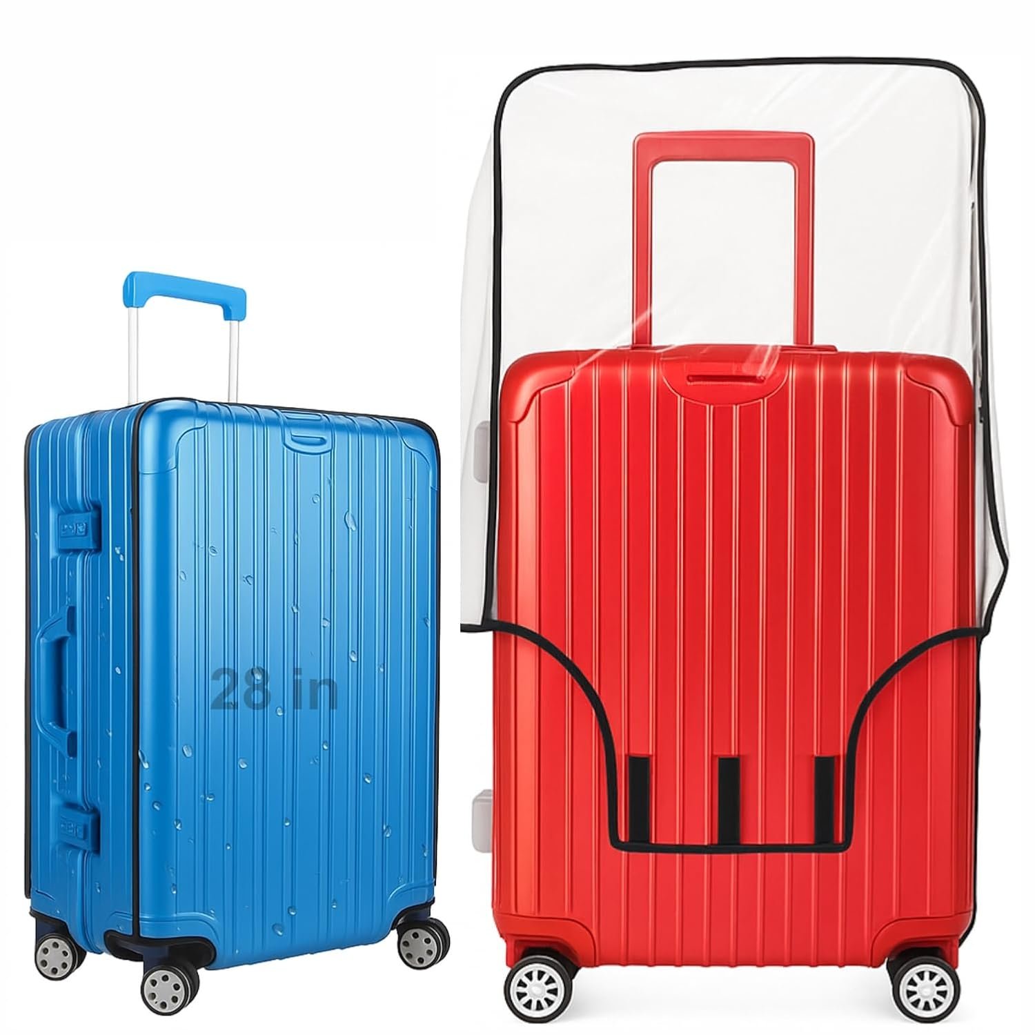 TPV® Trolley Bag Cover/Suitcase Bag Cover/Waterproof Dustproof Luggage/Zippered Clear PVC Suitcase Covers Protectors (1 Pc , 28 inch)