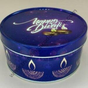 TPV® Nevi blue Metallic Round Dream Cake Tin 5.5 x 3 Inch Stainless steel | Plum Cake Tin | Gift Box For Special Occasion Pack of 1 ( For diwali )