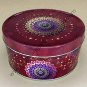 TPV® Dark pink Metallic Round Dream Cake Tin 5.5 x 3 Inch Stainless steel | Plum Cake Tin | Gift Box For Special Occasion Pack of 1 ( For diwali )