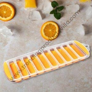 TPV® Water Bottle Long Stick Ice Cube Trays with Easy Push Pop Out Narrow Ice Stick Cubes ( in random Color ) Silicone Bottom Ice Stick Tray Pack of 1