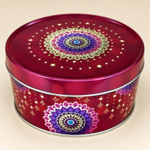 TPV® Dark pink Metallic Round Dream Cake Tin 5.5 x 3 Inch Stainless steel | Plum Cake Tin | Gift Box For Special Occasion Pack of 1 ( For diwali )
