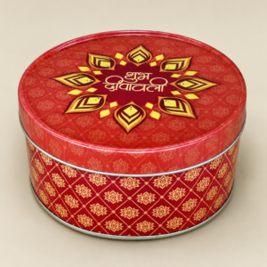 TPV® Orange Metallic Round Dream Cake Tin 5.5 x 3 Inch Stainless steel | Plum Cake Tin | Gift Box For Special Occasion Pack of 1 ( For diwali )
