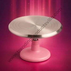 TPV® Cake Decorating Turntable, 30.5 cm Steel 360-degree Rotating Stand with Detachable Cyan Base, Height Adjustable, Non-Stick Surface (in random colour )