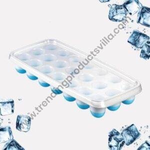 TPV® 21 Cavity Pop up Ice Cube Tray with Lid | 1Pc | Easy Release Cubes | Flexible Bottom | Stackable | 100% BPA Free, Food Grade for Freezer, Cocktail